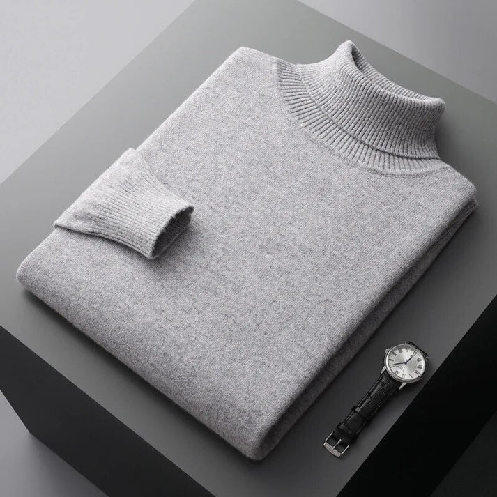 Denim Blue Men's Turtleneck Sweater Slim Fit Knitwear - Nalani - UK Fashion Clothing and Decor