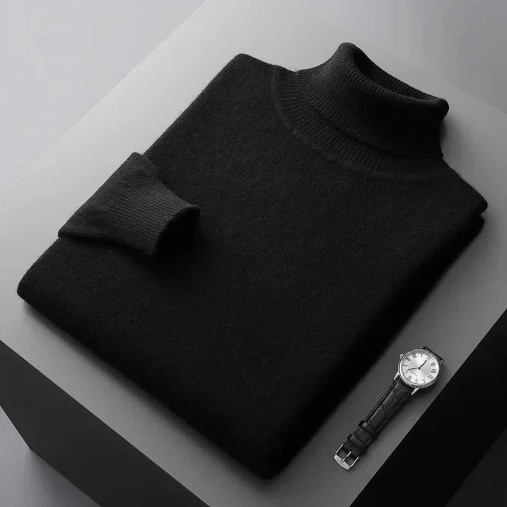 Denim Blue Men's Turtleneck Sweater Slim Fit Knitwear - Nalani - UK Fashion Clothing and Decor