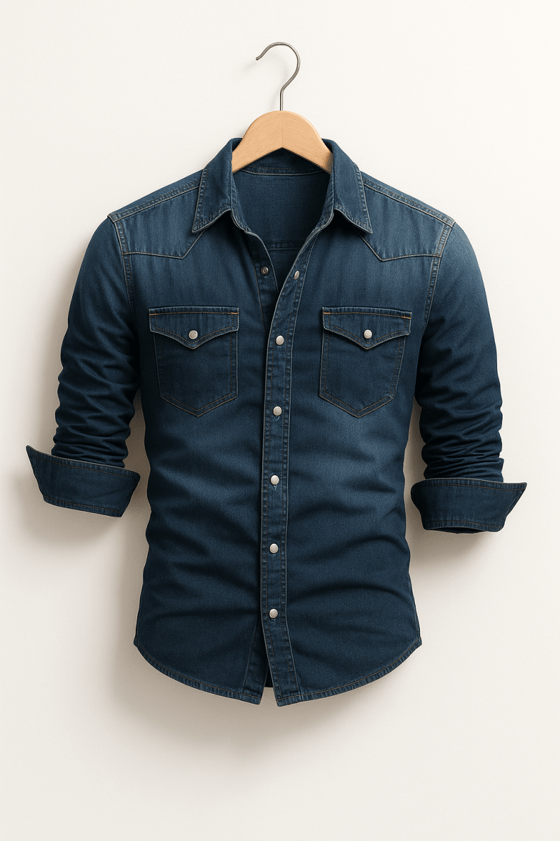 Denim Shirt For Men Durable Casual Wear Versatile Everyday - Nalani - Fashion Clothing and Decor