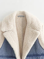 Denim Vest With Vintage Inspired Sherpa Lined Collar For Layering - Nalani - UK Fashion Clothing and Decor