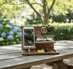 Desk Organizer – Wooden Desk Organizer & Docking Station for Phone, Glasses & Watch - Nalani - Fashion Clothing and Decor
