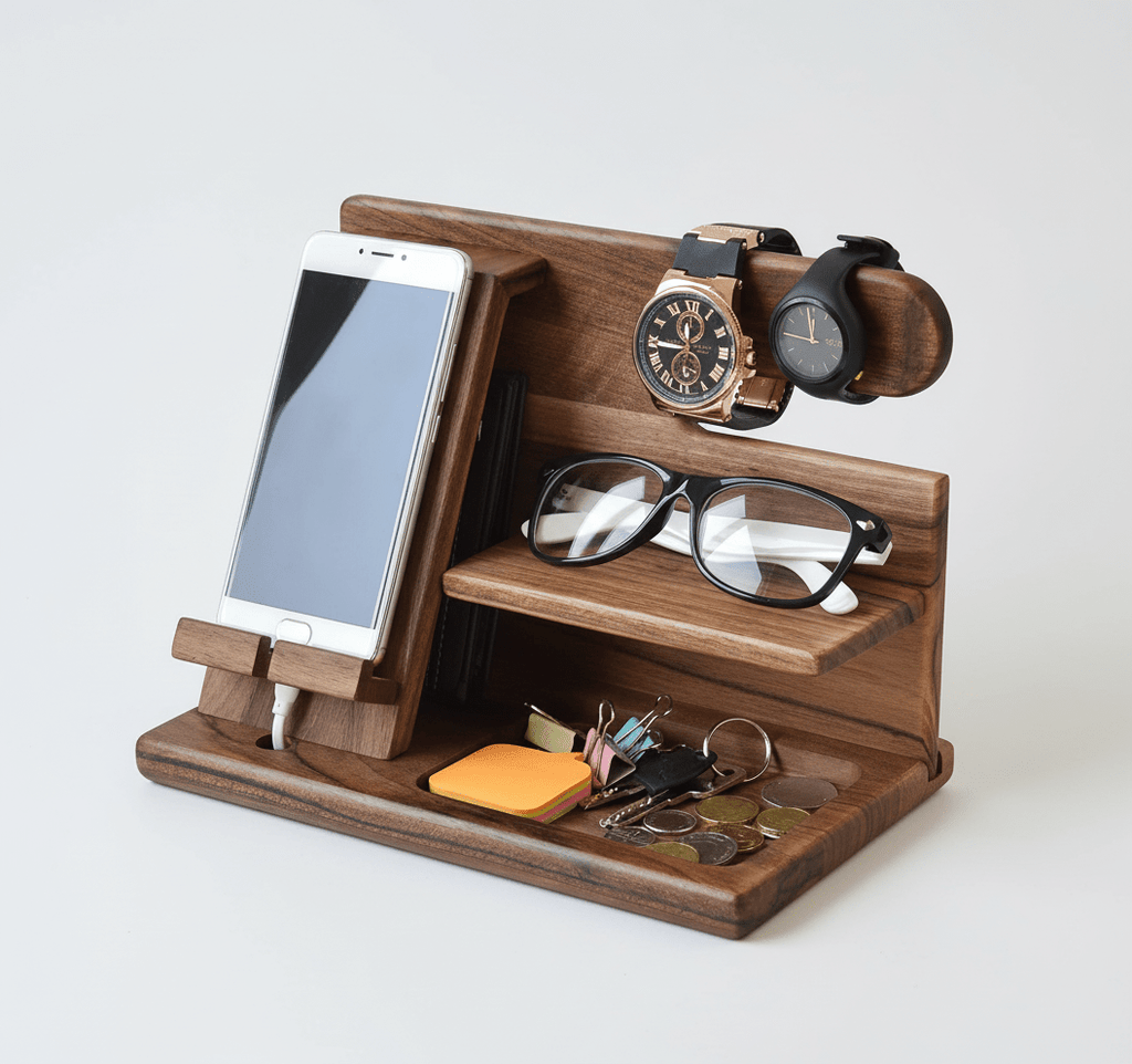 Desk Organizer – Wooden Desk Organizer & Docking Station for Phone, Glasses & Watch - Nalani - Fashion Clothing and Decor