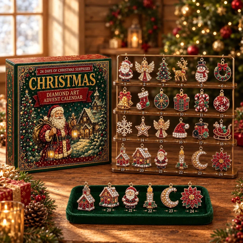 Diamond Painting Advent Calendar – 24 DIY Diamond Art Christmas Ornaments with Display Stand, Craft Kit for Adults & Kids - Nalani - Fashion Clothing and Decor