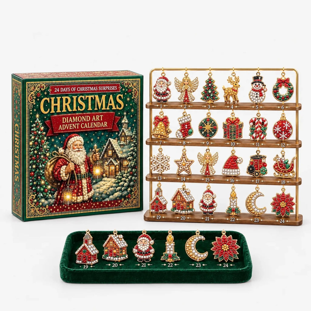 Diamond Painting Advent Calendar – 24 DIY Diamond Art Christmas Ornaments with Display Stand, Craft Kit for Adults & Kids - Nalani - Fashion Clothing and Decor