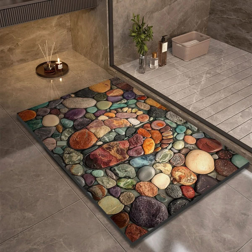 Diatomite Bath Mat with Non-Slip Rubber Base – Quick Dry Absorbent Bath Mat, 17 Designs, 16 x 24 to 24 x 35 in - Nalani - Fashion Clothing and Decor