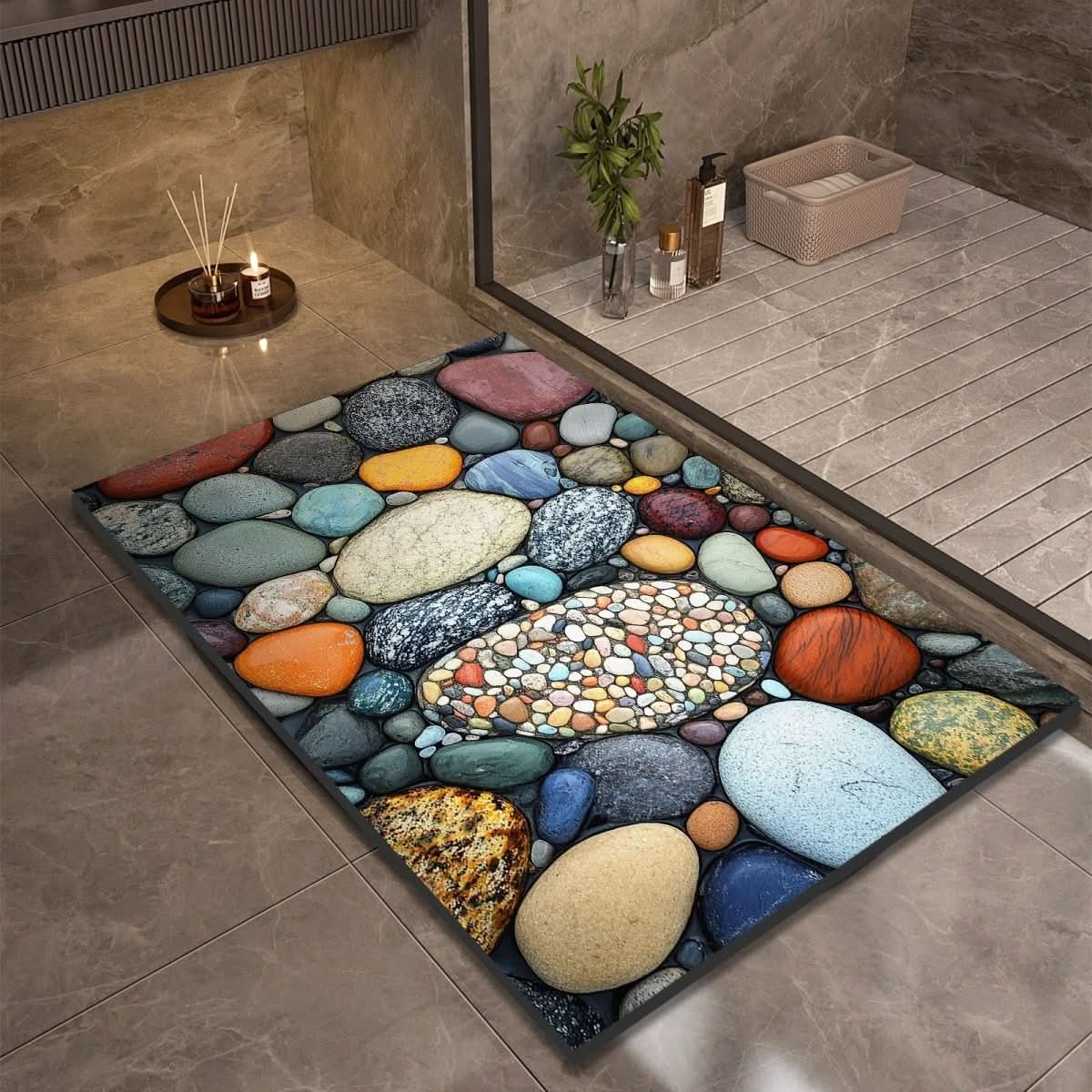 Diatomite Bath Mat with Non-Slip Rubber Base – Quick Dry Absorbent Bath Mat, 17 Designs, 16 x 24 to 24 x 35 in - Nalani - Fashion Clothing and Decor