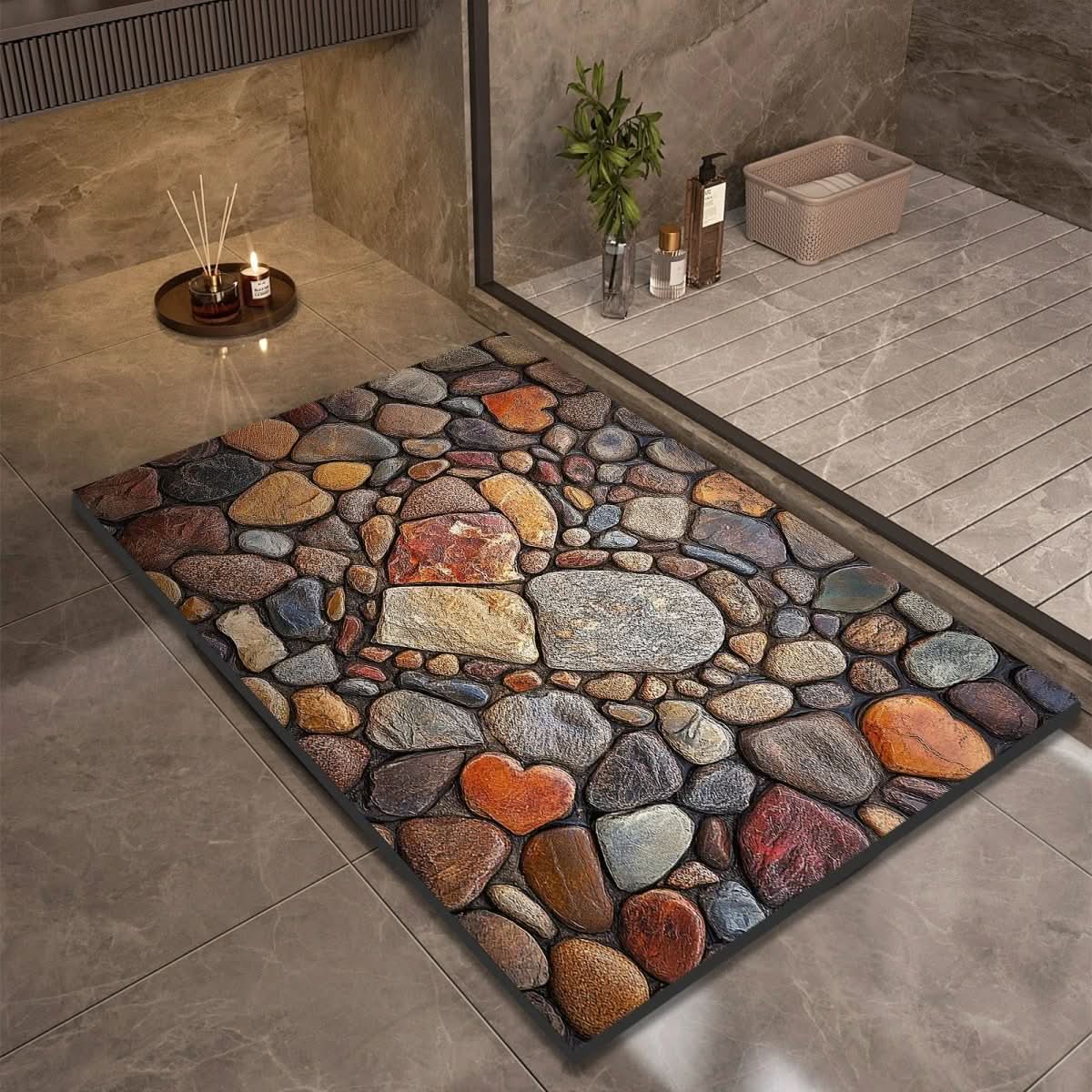 Diatomite Bath Mat with Non-Slip Rubber Base – Quick Dry Absorbent Bath Mat, 17 Designs, 16 x 24 to 24 x 35 in - Nalani - Fashion Clothing and Decor