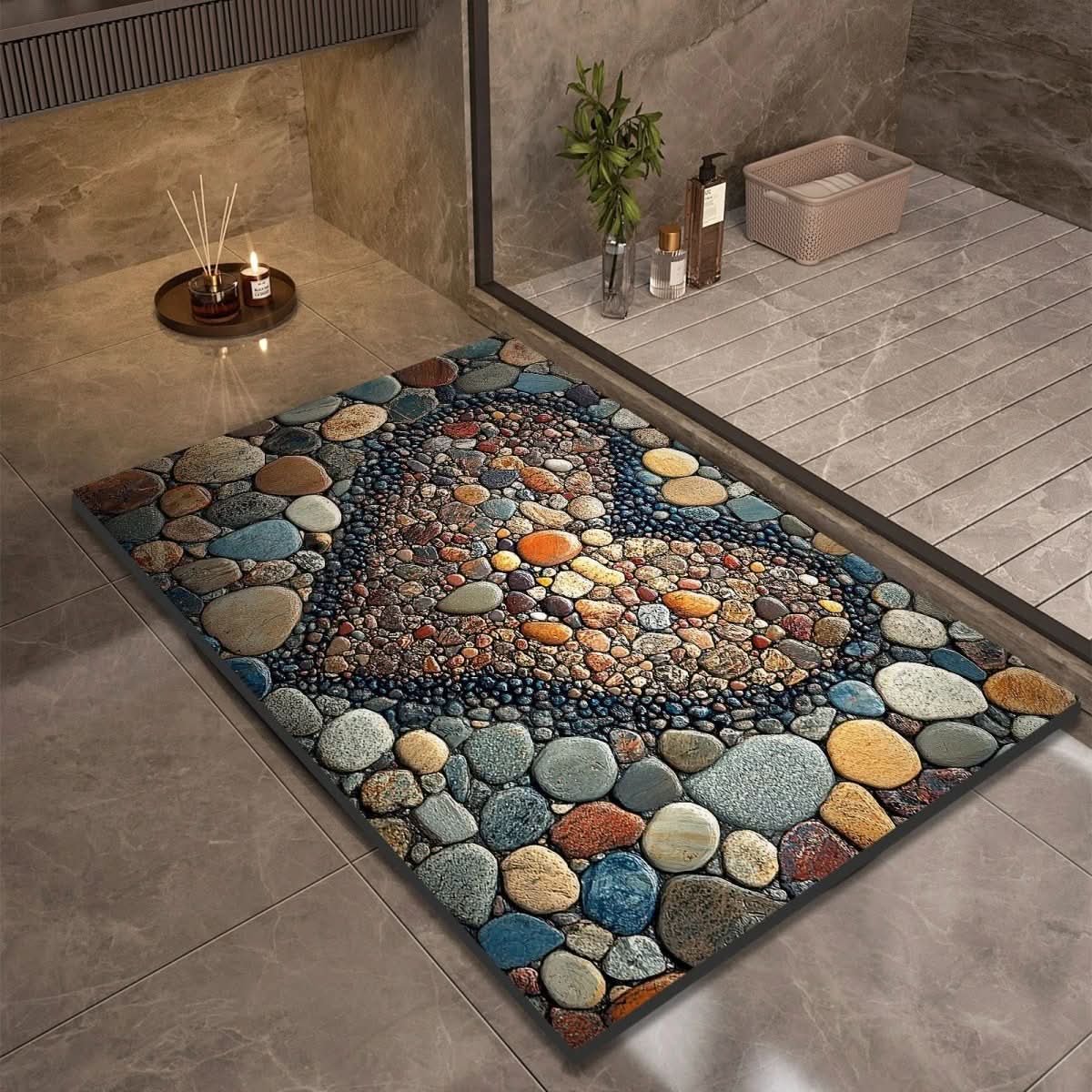 Diatomite Bath Mat with Non-Slip Rubber Base – Quick Dry Absorbent Bath Mat, 17 Designs, 16 x 24 to 24 x 35 in - Nalani - Fashion Clothing and Decor