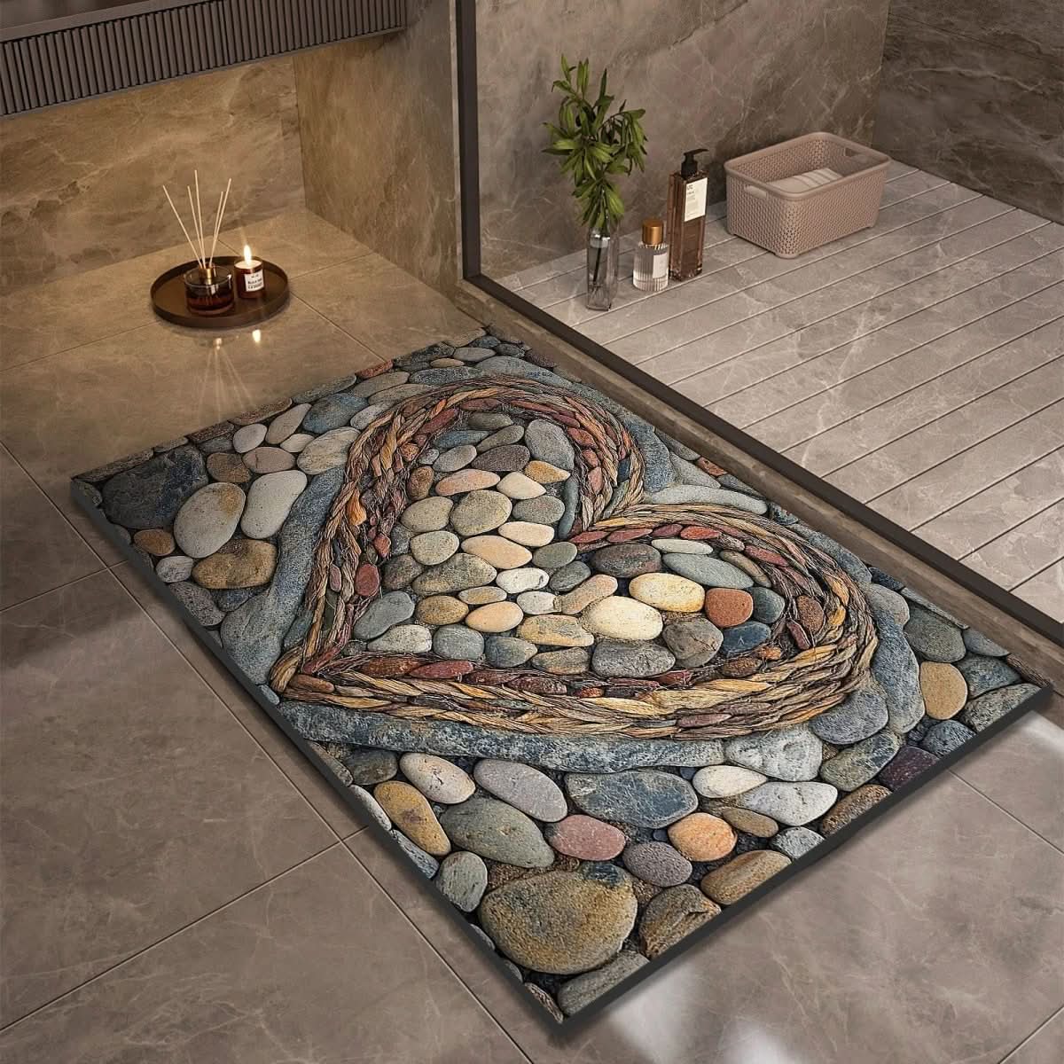 Diatomite Bath Mat with Non-Slip Rubber Base – Quick Dry Absorbent Bath Mat, 17 Designs, 16 x 24 to 24 x 35 in - Nalani - Fashion Clothing and Decor