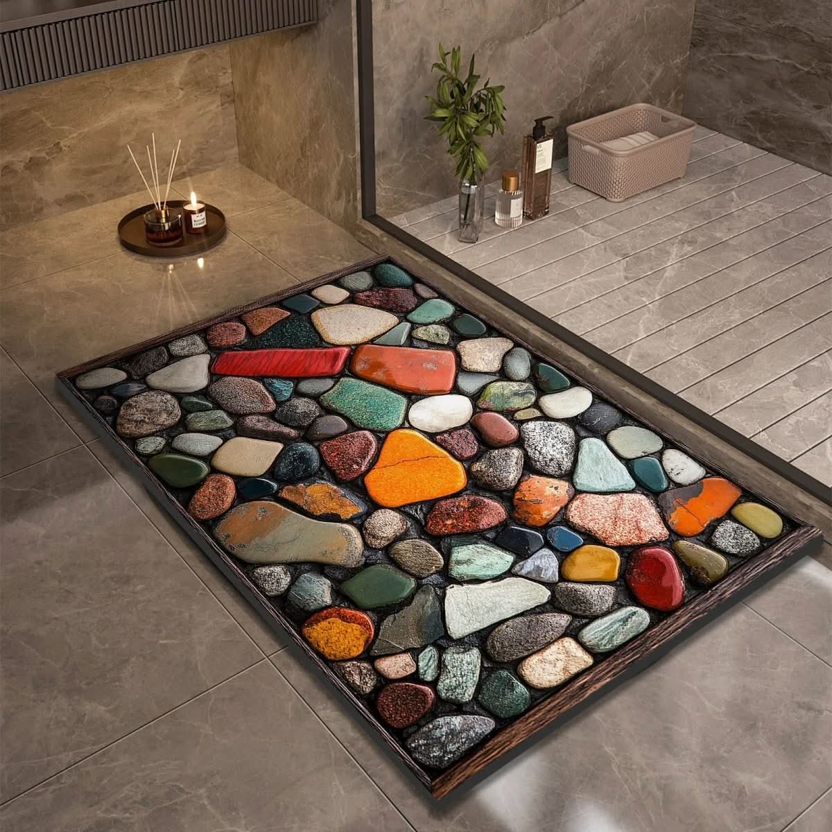 Diatomite Bath Mat with Non-Slip Rubber Base – Quick Dry Absorbent Bath Mat, 17 Designs, 16 x 24 to 24 x 35 in - Nalani - Fashion Clothing and Decor