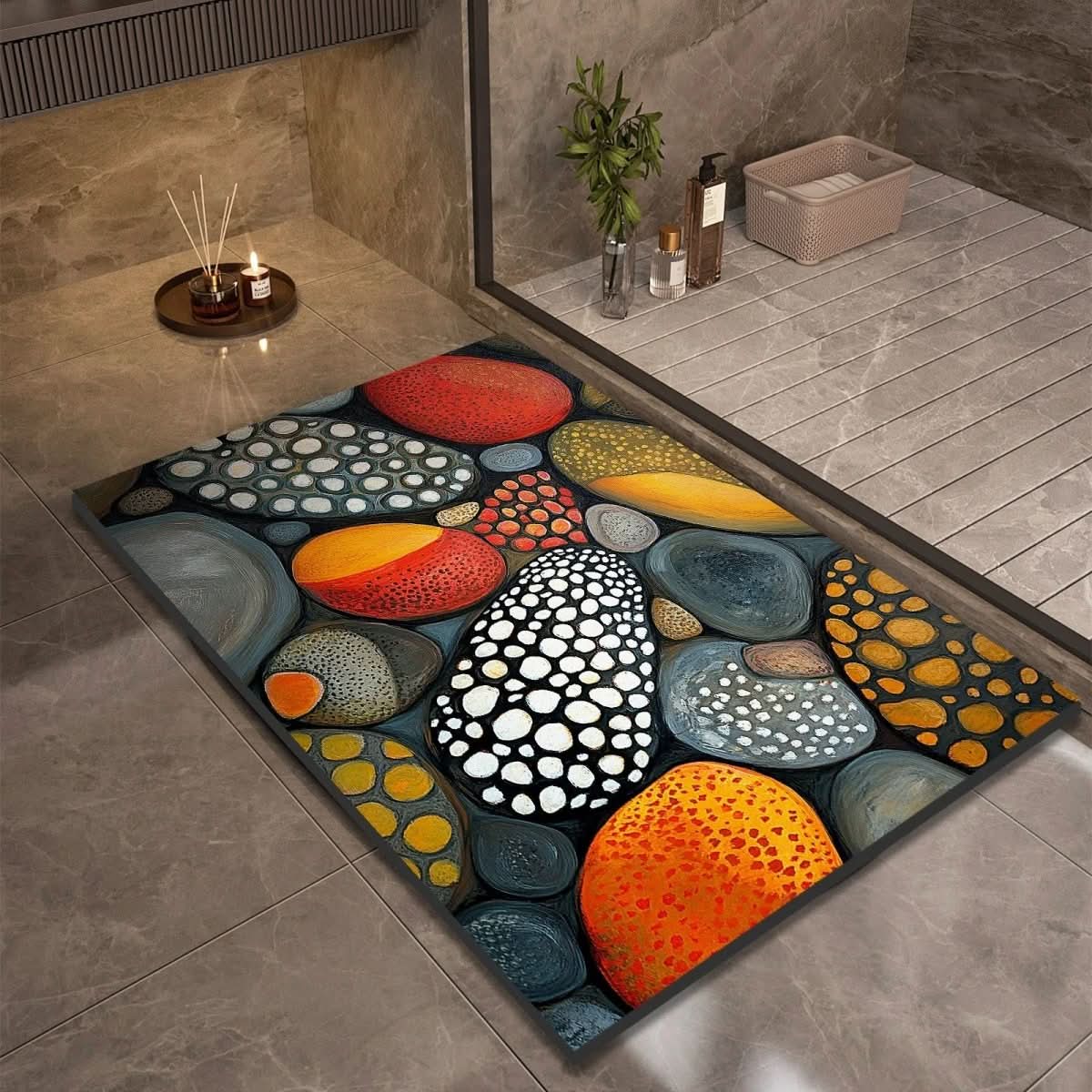 Diatomite Bath Mat with Non-Slip Rubber Base – Quick Dry Absorbent Bath Mat, 17 Designs, 16 x 24 to 24 x 35 in - Nalani - Fashion Clothing and Decor
