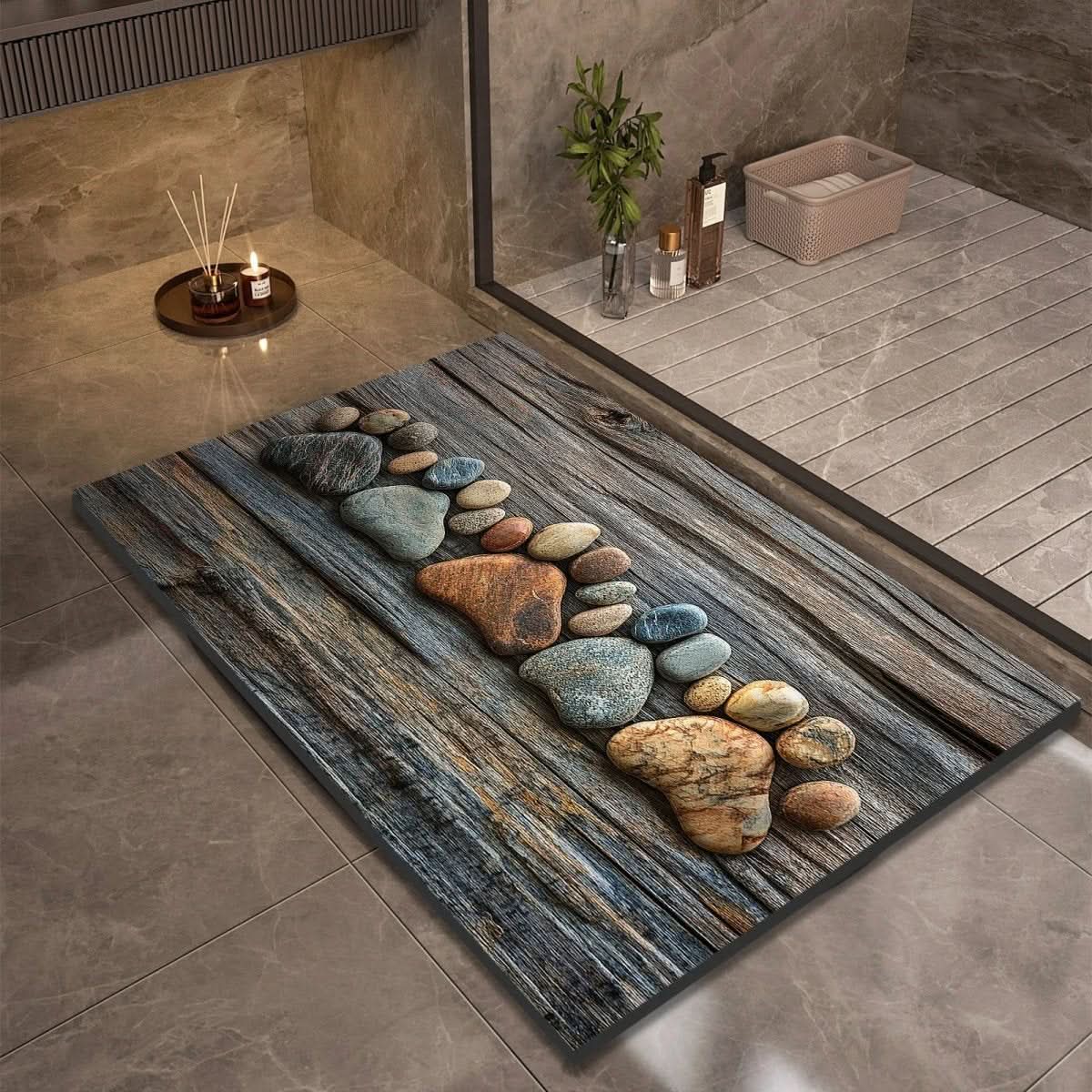 Diatomite Bath Mat with Non-Slip Rubber Base – Quick Dry Absorbent Bath Mat, 17 Designs, 16 x 24 to 24 x 35 in - Nalani - Fashion Clothing and Decor