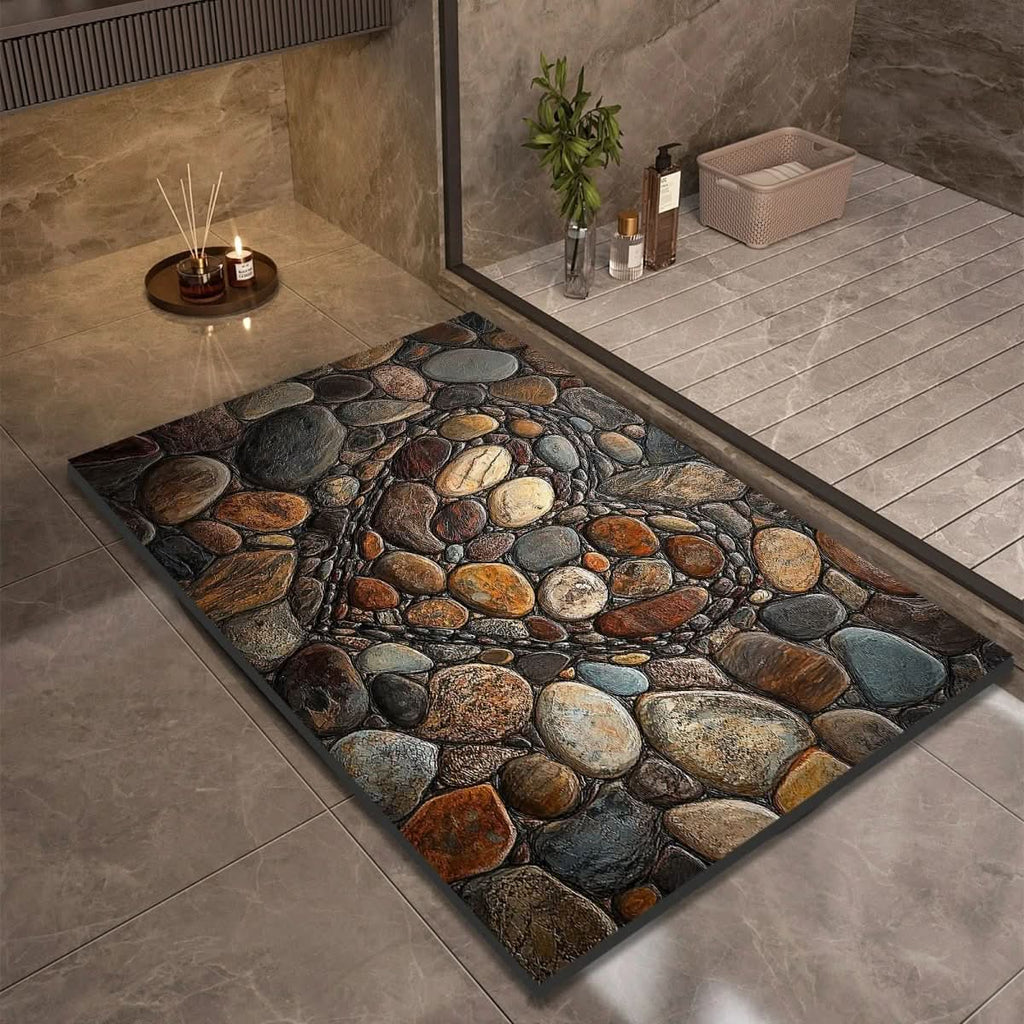 Diatomite Bath Mat with Non-Slip Rubber Base – Quick Dry Absorbent Bath Mat, 17 Designs, 16 x 24 to 24 x 35 in - Nalani - Fashion Clothing and Decor