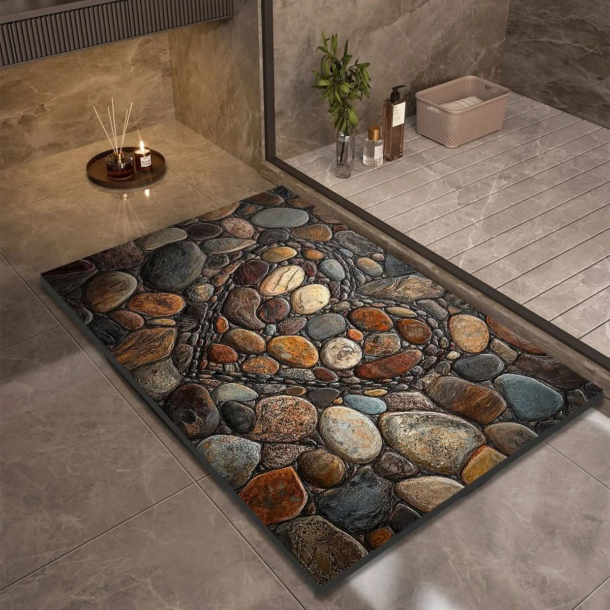 Diatomite Bath Mat with Non-Slip Rubber Base – Quick Dry Absorbent Bath Mat, 17 Designs, 16 x 24 to 24 x 35 in - Nalani - Fashion Clothing and Decor