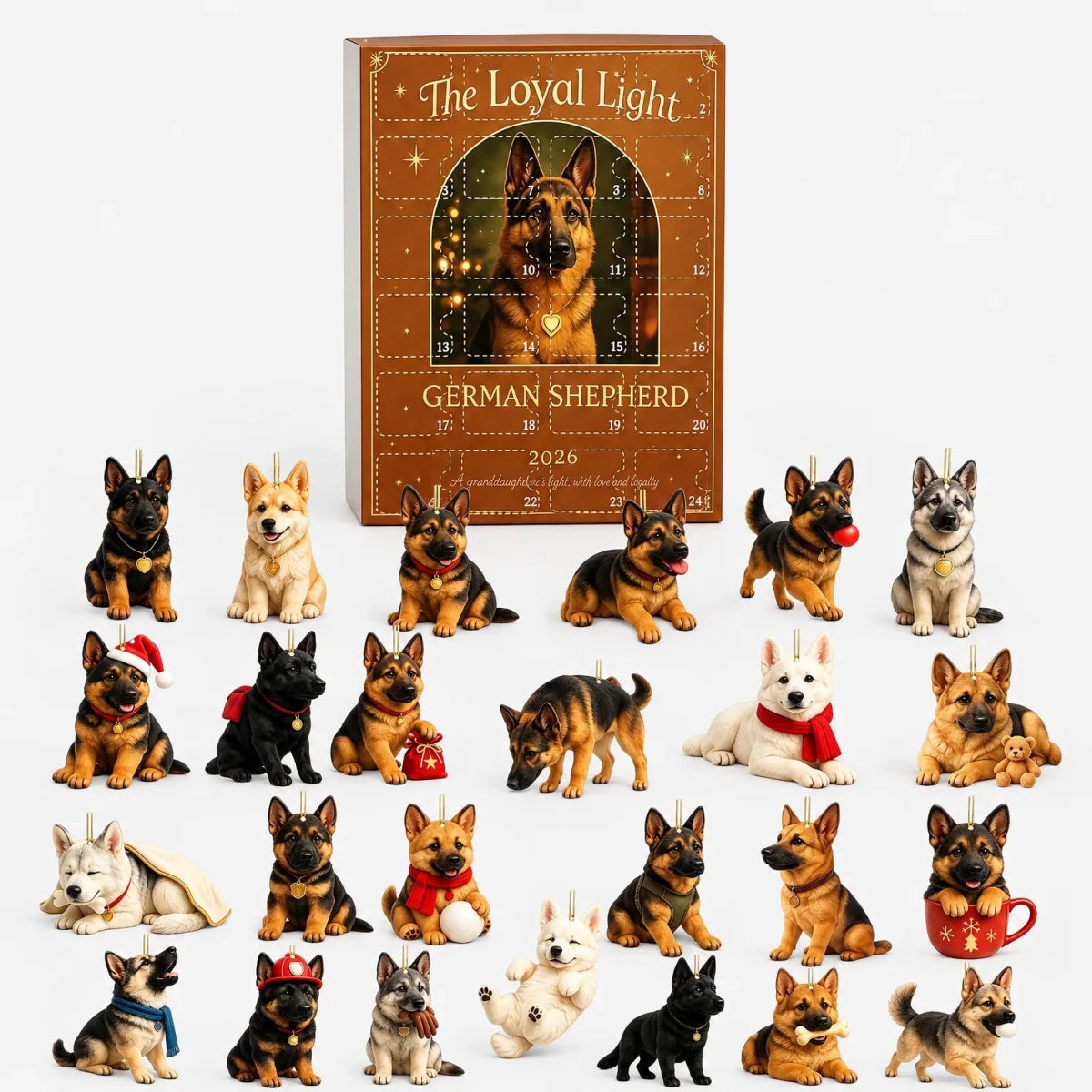 Dog Advent Calendar for Dog Lovers – 24 German Shepherd Acrylic Ornaments for the Christmas Tree - Nalani - Fashion Clothing and Decor