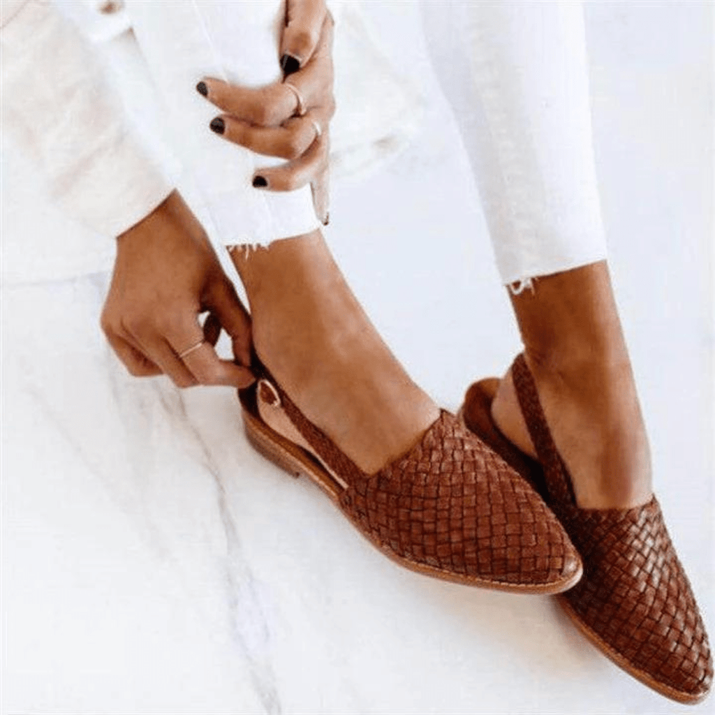 Donna | Elegant Woven Vegan Leather Ballerinas Lightweight Summer Flats - Nalani - Fashion Clothing and Decor