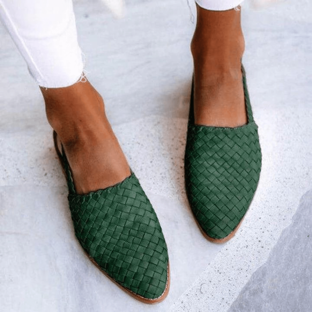 Donna | Elegant Woven Vegan Leather Ballerinas Lightweight Summer Flats - Nalani - Fashion Clothing and Decor