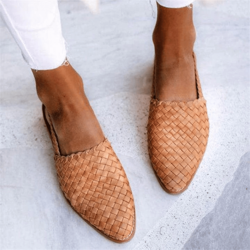 Donna | Elegant Woven Vegan Leather Ballerinas Lightweight Summer Flats - Nalani - Fashion Clothing and Decor