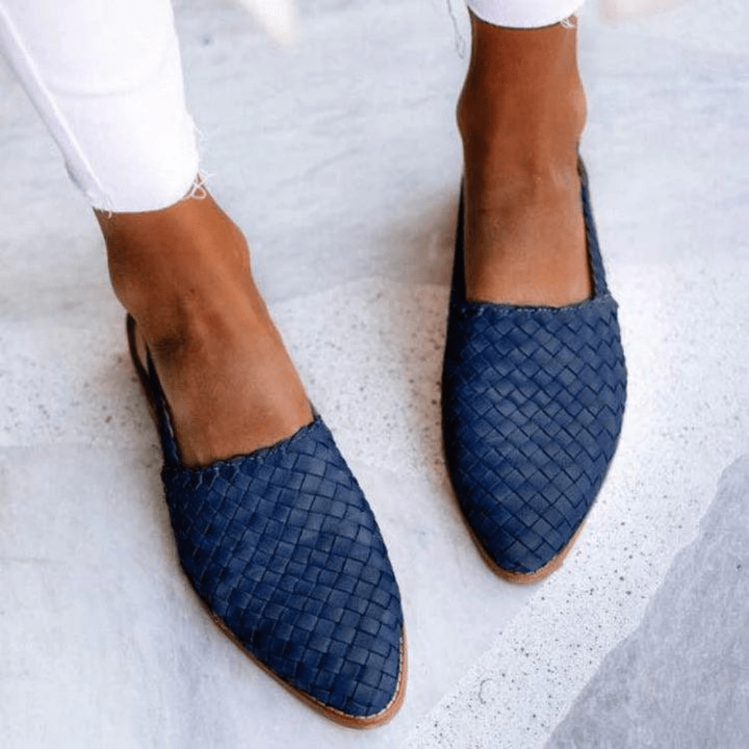 Donna | Elegant Woven Vegan Leather Ballerinas Lightweight Summer Flats - Nalani - Fashion Clothing and Decor
