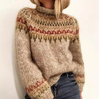 Dôre | Women's Turtleneck Patterned Sweater - Knit Pullover - Nalani - Fashion Clothing and Decor
