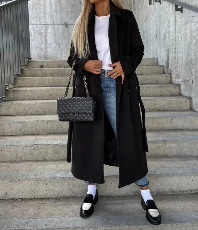 Double Breasted Winter Coat With Waist Belt And Classic Fit - Nalani - UK Fashion Clothing and Decor