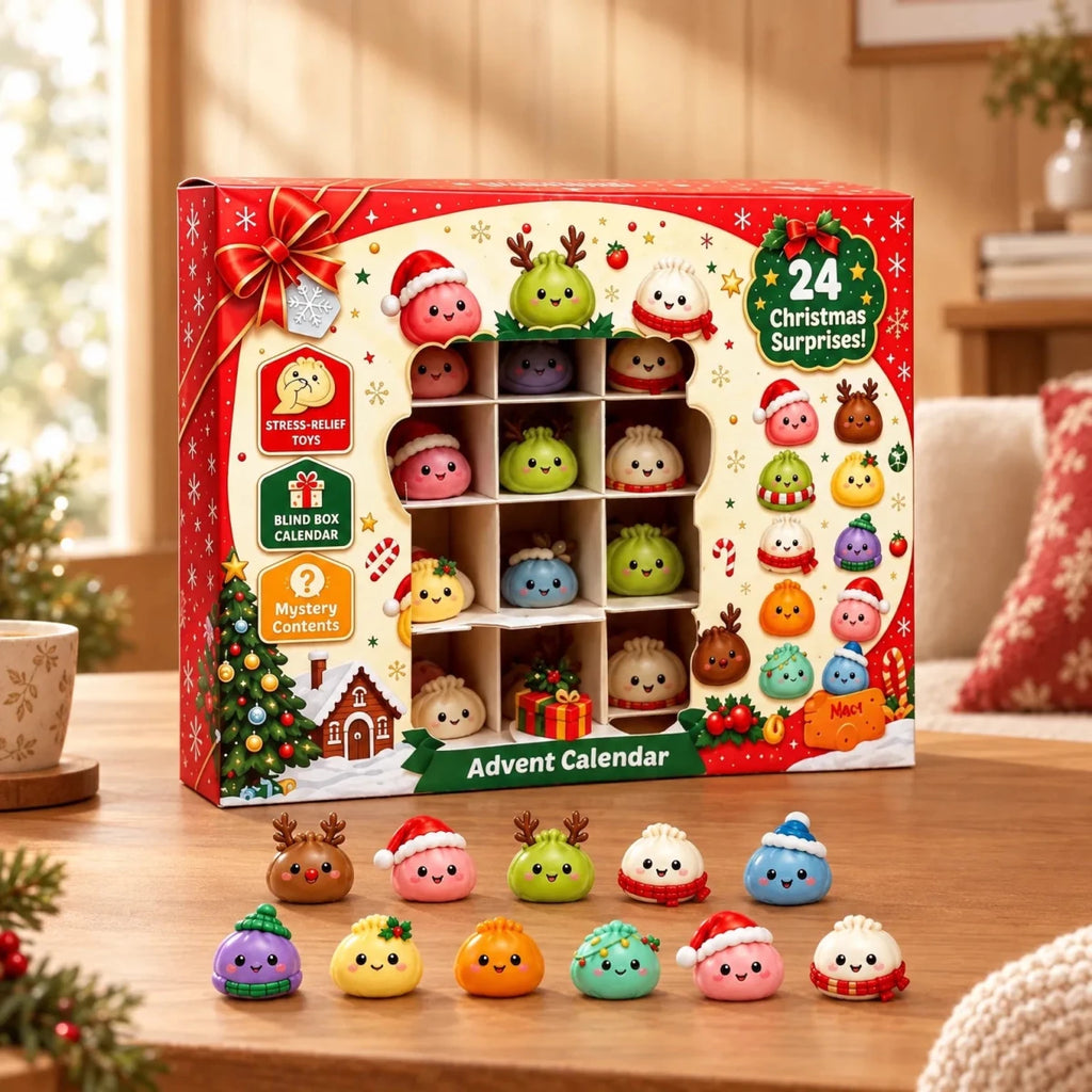 Dumpling Advent Calendar – 24 Blind Box Figures in Winter Designs, Bendable Collectible Toys, Countdown for Teens & Adults - Nalani - Fashion Clothing and Decor