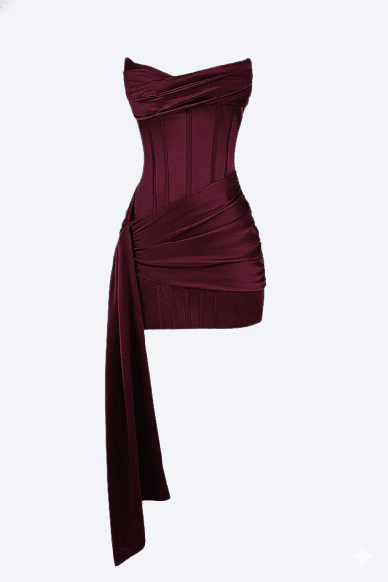 Elegant Short Evening Dress For Women With Corset Draping - Nalani - UK and AUS Fashion Clothing and Decor