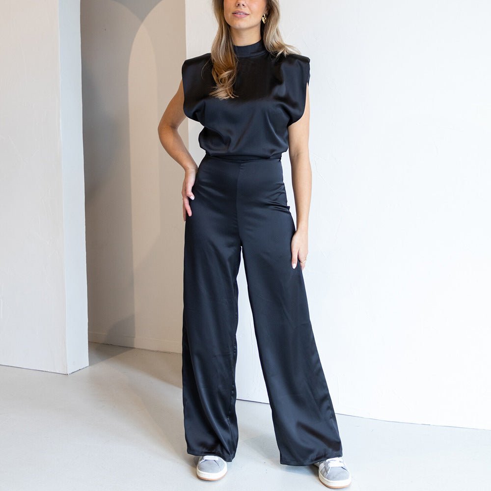 Elegant Sleeveless Jumpsuit High Neck Wide Leg For Formal Events - Nalani - UK and AUS Fashion Clothing and Decor