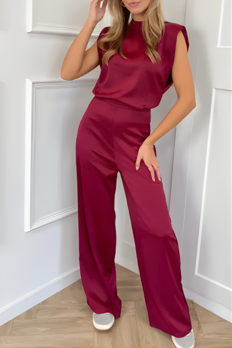 Elegant Sleeveless Jumpsuit High Neck Wide Leg For Formal Events - Nalani - UK and AUS Fashion Clothing and Decor