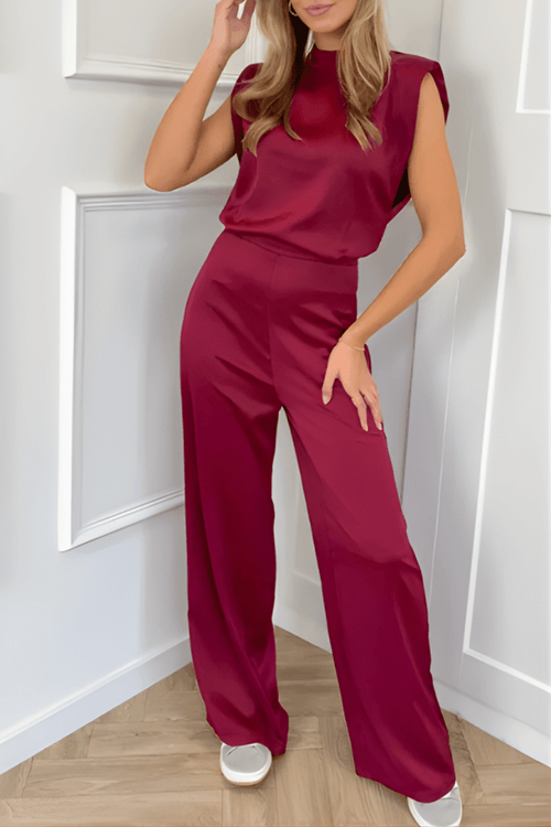 Elegant Sleeveless Jumpsuit High Neck Wide Leg For Formal Events - Nalani - UK and AUS Fashion Clothing and Decor