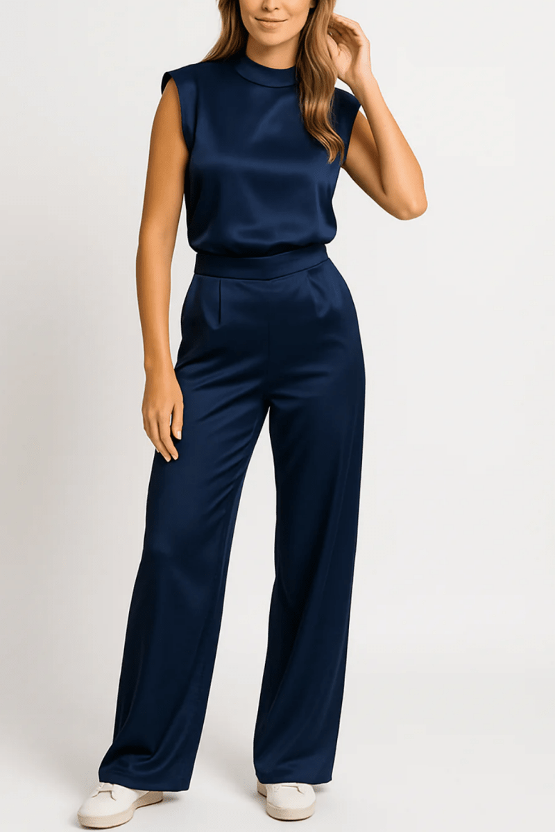 Elegant Sleeveless Jumpsuit High Neck Wide Leg For Formal Events - Nalani - UK and AUS Fashion Clothing and Decor