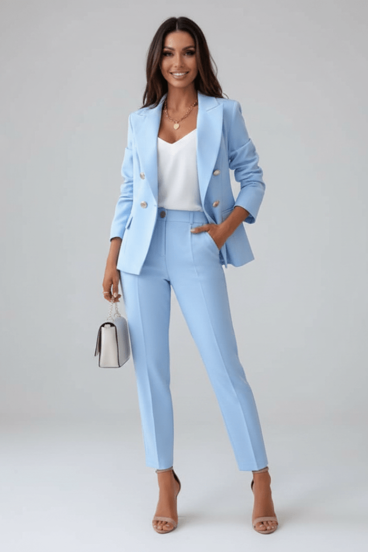 Elegant Tailored Suit Set for Women – Women's Trouser Suit, Blazer & Trousers for Work & Events, 10 Colours – Sophia Laurent - Nalani - Fashion Clothing and Decor