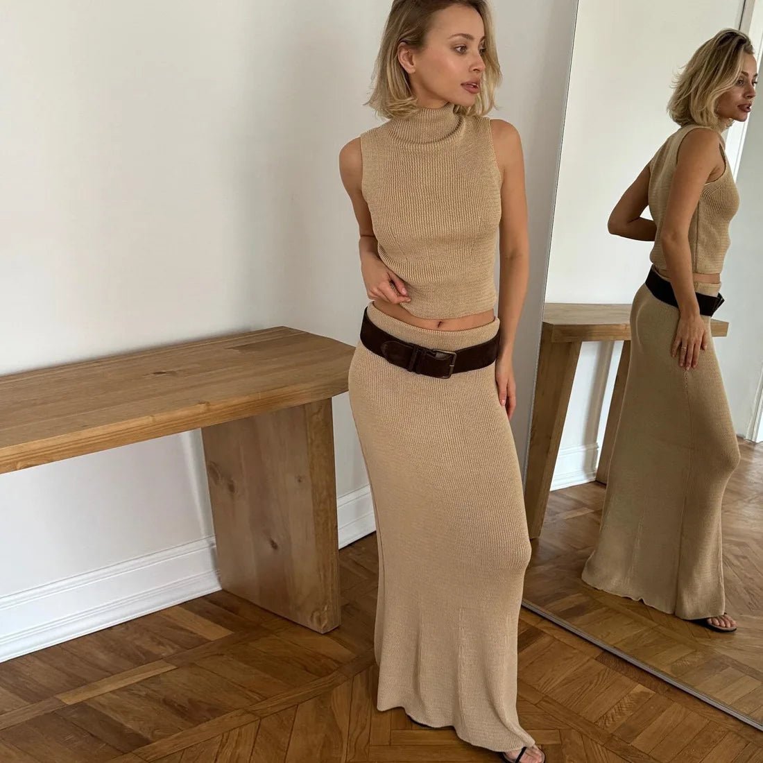 Elegant Two Piece Knit Skirt Set For Women Office - Nalani - UK and AUS Fashion Clothing and Decor