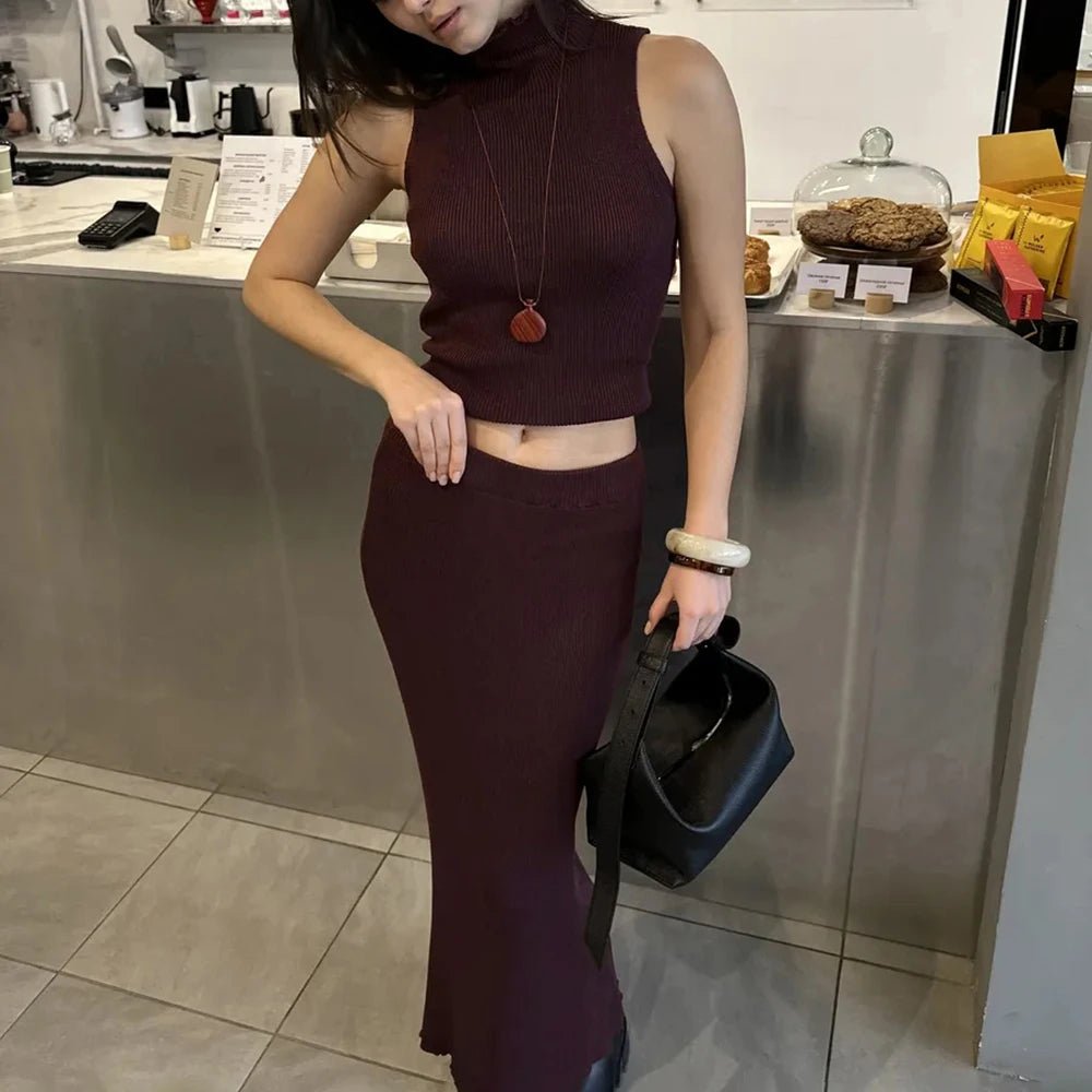 Elegant Two Piece Knit Skirt Set For Women Office - Nalani - UK and AUS Fashion Clothing and Decor