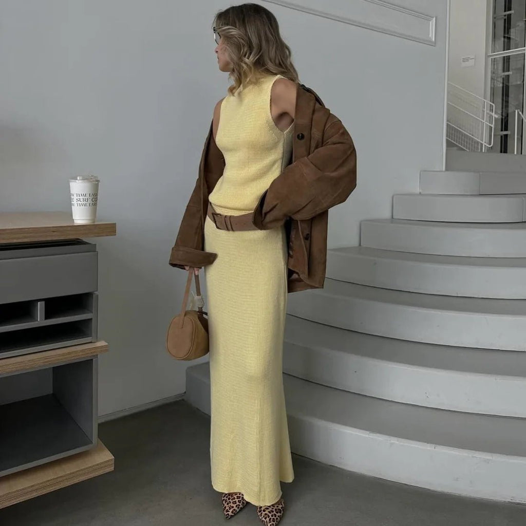 Elegant Two Piece Knit Skirt Set For Women Office - Nalani - UK and AUS Fashion Clothing and Decor