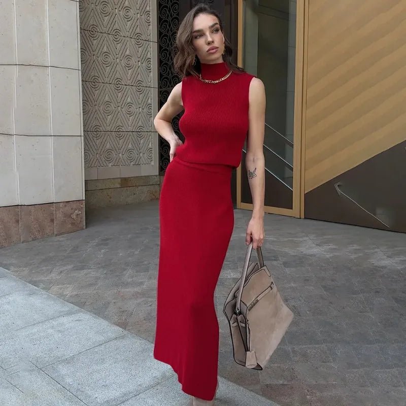 Elegant Two Piece Knit Skirt Set For Women Office - Nalani - UK and AUS Fashion Clothing and Decor