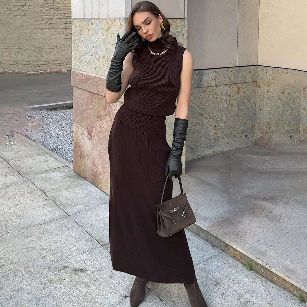 Elegant Two Piece Knit Skirt Set For Women Office - Nalani - UK and AUS Fashion Clothing and Decor