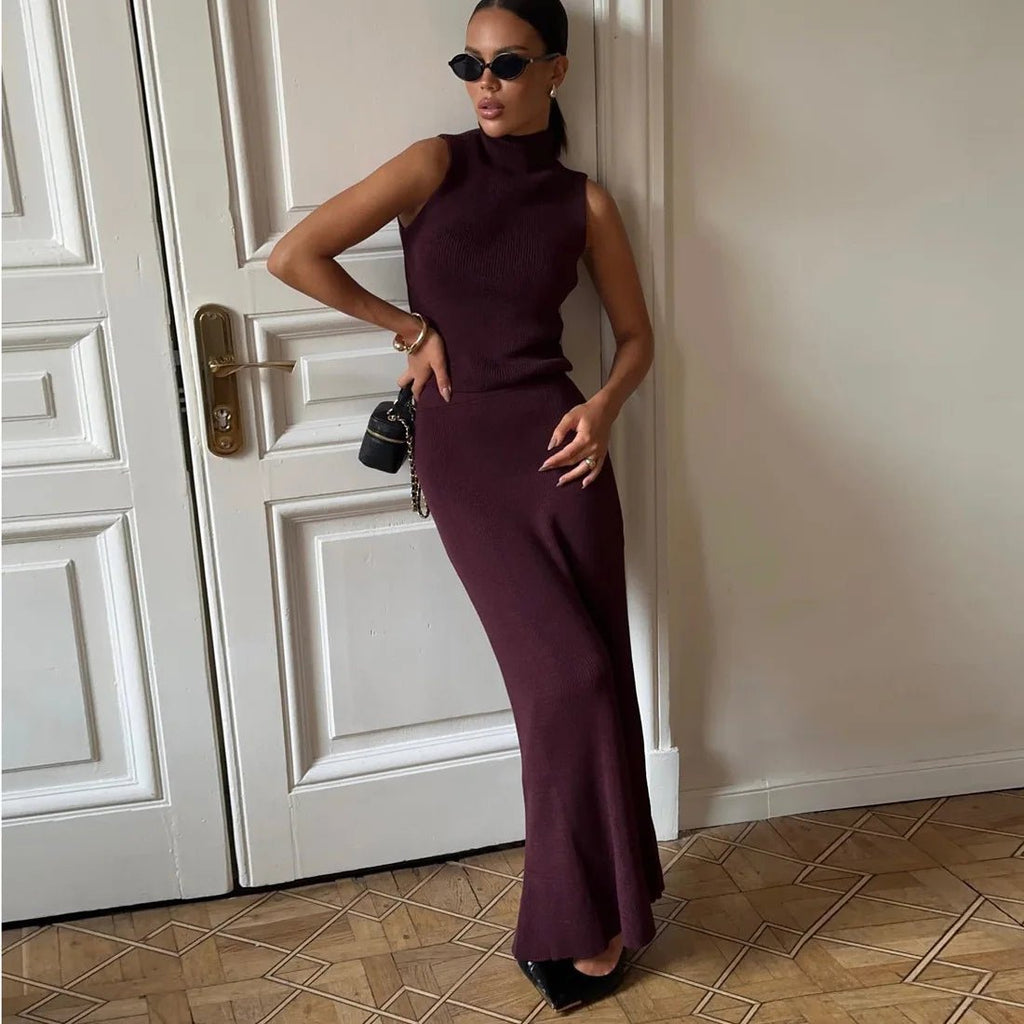 Elegant Two Piece Knit Skirt Set For Women Office - Nalani - UK and AUS Fashion Clothing and Decor