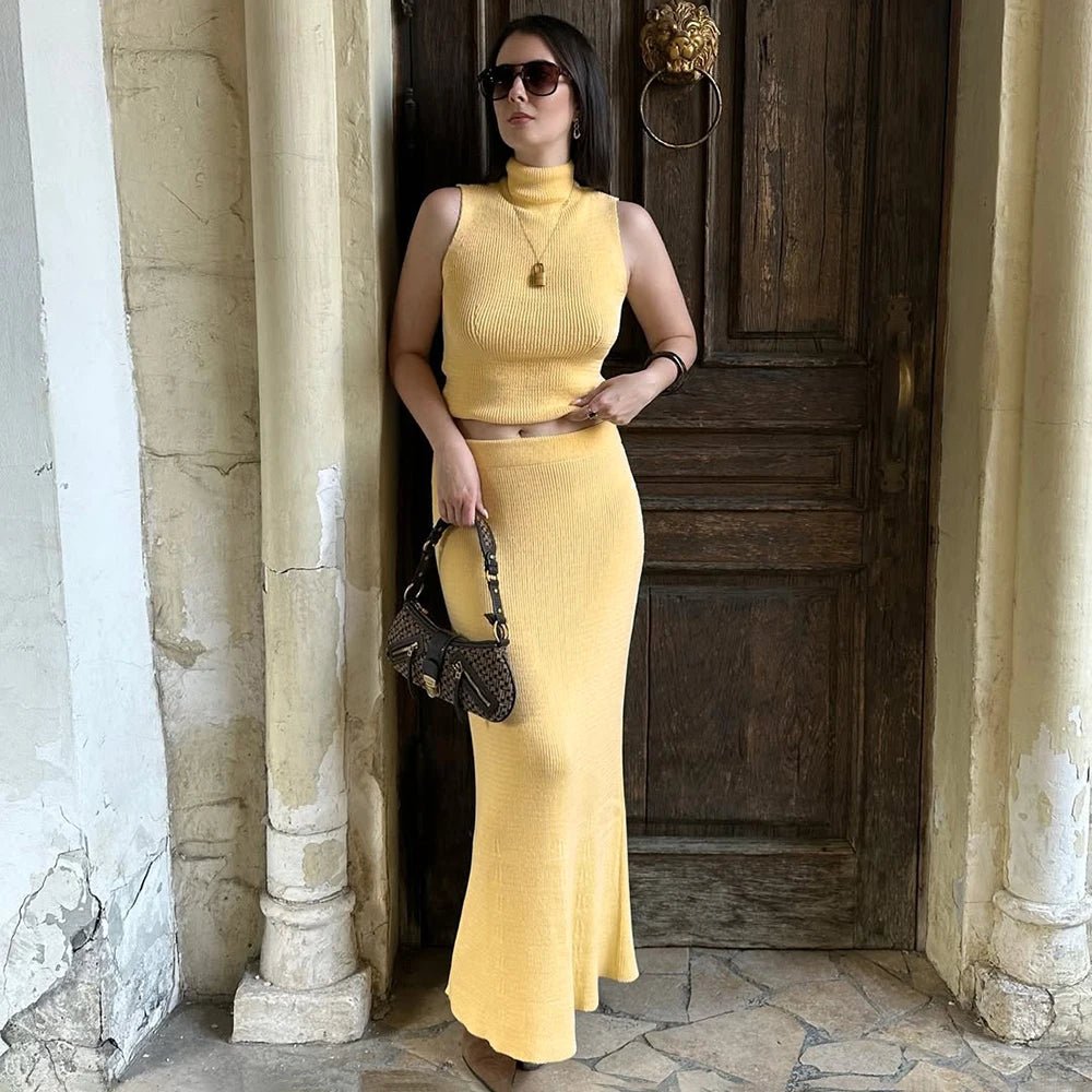 Elegant Two Piece Knit Skirt Set For Women Office - Nalani - UK and AUS Fashion Clothing and Decor