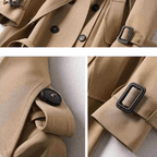 Elegant Womens Trench Coat With Double Button Front Placket - Nalani - UK Fashion Clothing and Decor