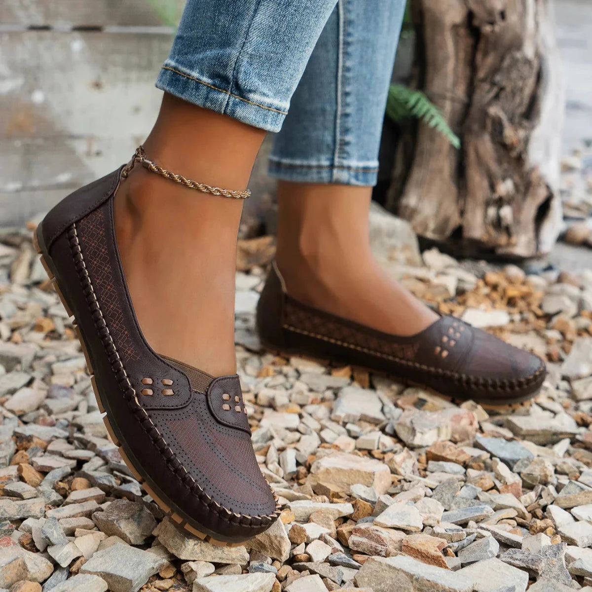 Elodie Faye Lightstep Loafers Soft PU Leather Upper Cushioned Insole - Nalani - Fashion Clothing and Decor