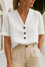 Ethel | Elegant Blouse Lightweight Breathable Wrap Neckline Everyday - Nalani - Fashion Clothing and Decor