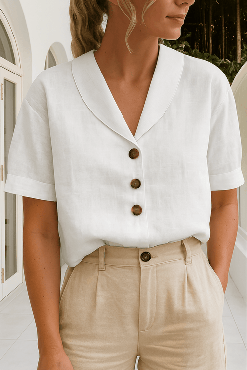 Ethel | Elegant Blouse Lightweight Breathable Wrap Neckline Everyday - Nalani - Fashion Clothing and Decor