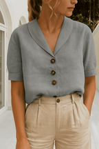 Ethel | Elegant Blouse Lightweight Breathable Wrap Neckline Everyday - Nalani - Fashion Clothing and Decor