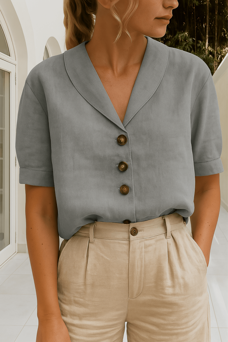 Ethel | Elegant Blouse Lightweight Breathable Wrap Neckline Everyday - Nalani - Fashion Clothing and Decor