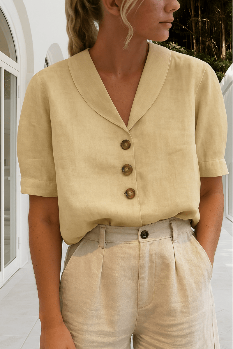 Ethel | Elegant Blouse Lightweight Breathable Wrap Neckline Everyday - Nalani - Fashion Clothing and Decor
