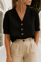 Ethel | Elegant Blouse Lightweight Breathable Wrap Neckline Everyday - Nalani - Fashion Clothing and Decor