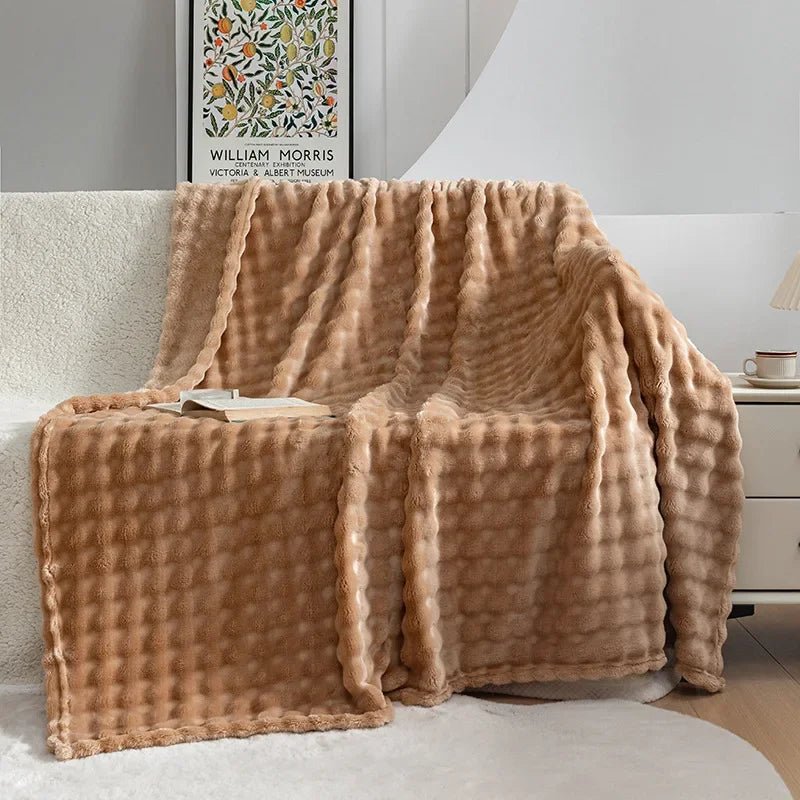 Extra Soft Flannel Blanket – Bubble Texture Plush Throw Blanket for Couch & Bed, Warm Flannel Fleece – PlushBubble - Nalani - Fashion Clothing and Decor