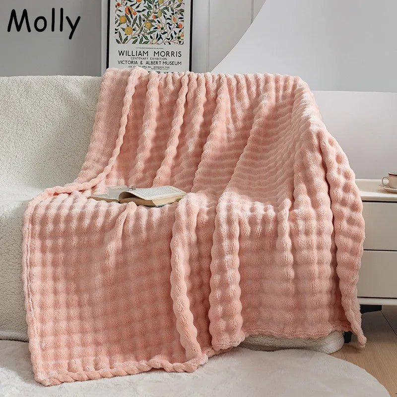 Extra Soft Flannel Blanket – Bubble Texture Plush Throw Blanket for Couch & Bed, Warm Flannel Fleece – PlushBubble - Nalani - Fashion Clothing and Decor