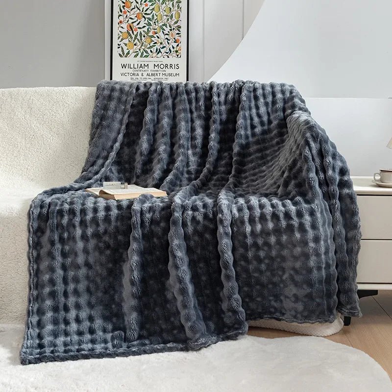 Extra Soft Flannel Blanket – Bubble Texture Plush Throw Blanket for Couch & Bed, Warm Flannel Fleece – PlushBubble - Nalani - Fashion Clothing and Decor
